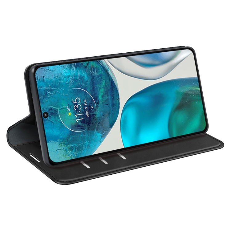  Motorola Moto G52/G82 Fodral Flip Retro Läder Svart