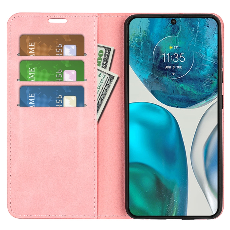 Motorola Moto G52/G82 Fodral Flip Retro Läder Rosa