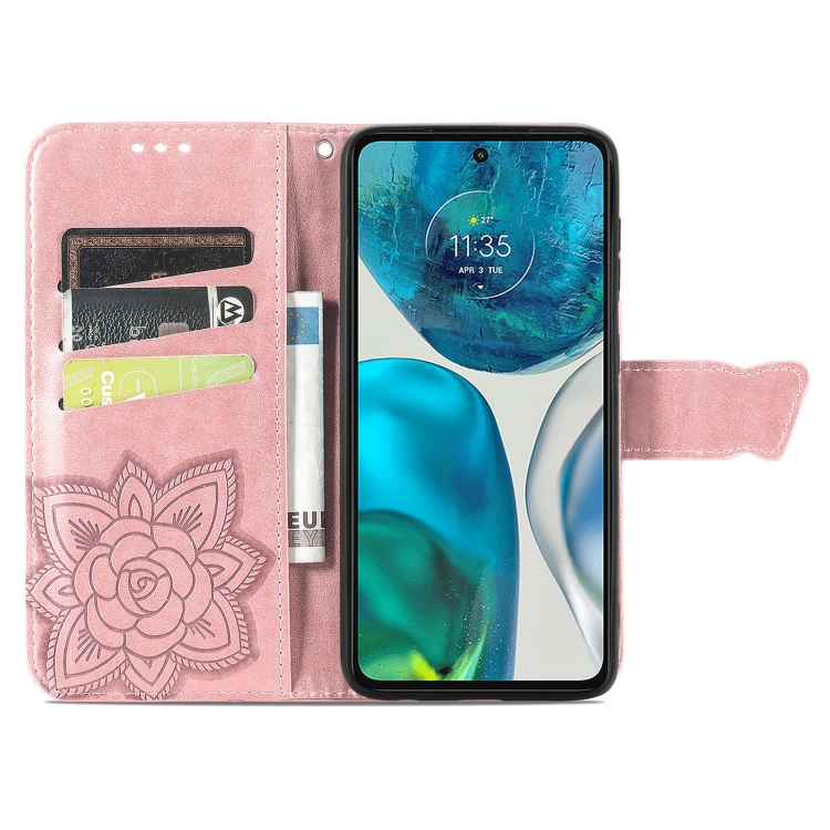  Motorola Moto G52/G82 Fodral Fjäril Tryck Roséguld