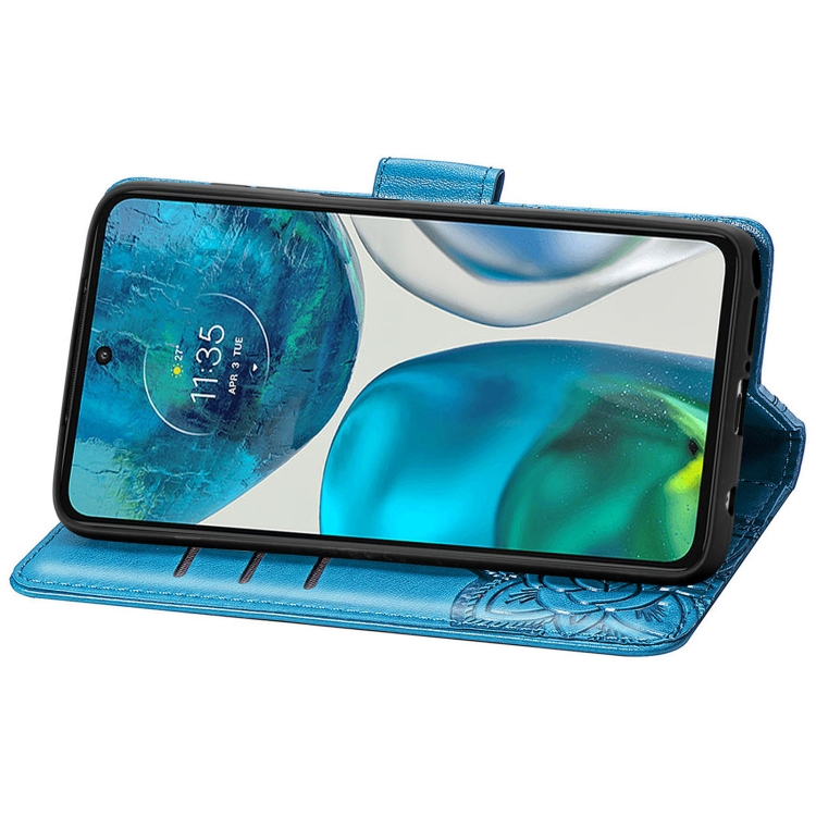  Motorola Moto G52/G82 Fodral Fjäril Tryck Blå