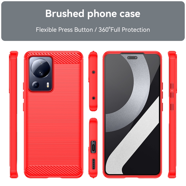  Xiaomi 13 Lite 5G Skal Borstad Stål Textur Röd