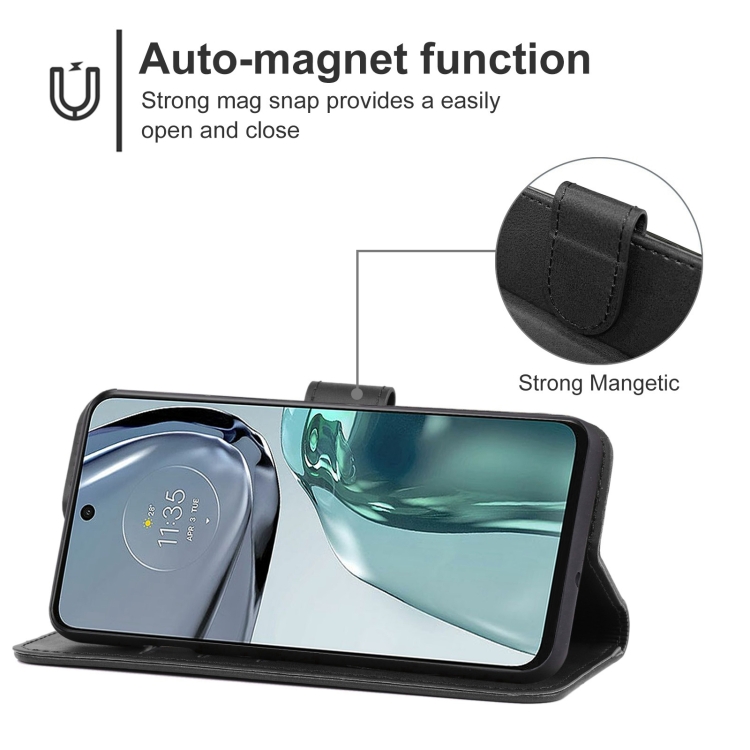  Motorola Moto G62 5G Fodral Solid Läder Svart
