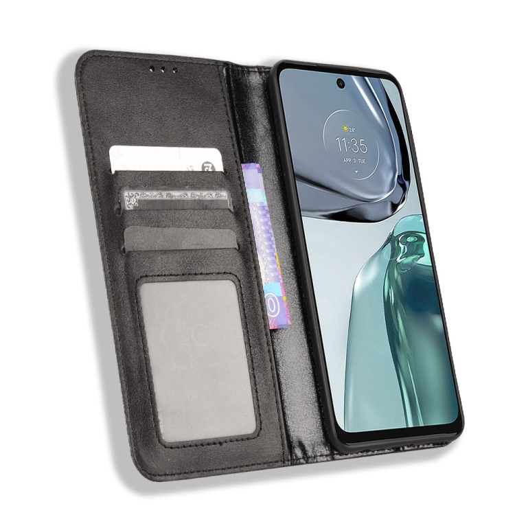  Motorola Moto G62 5G Fodral Retro Läder Svart