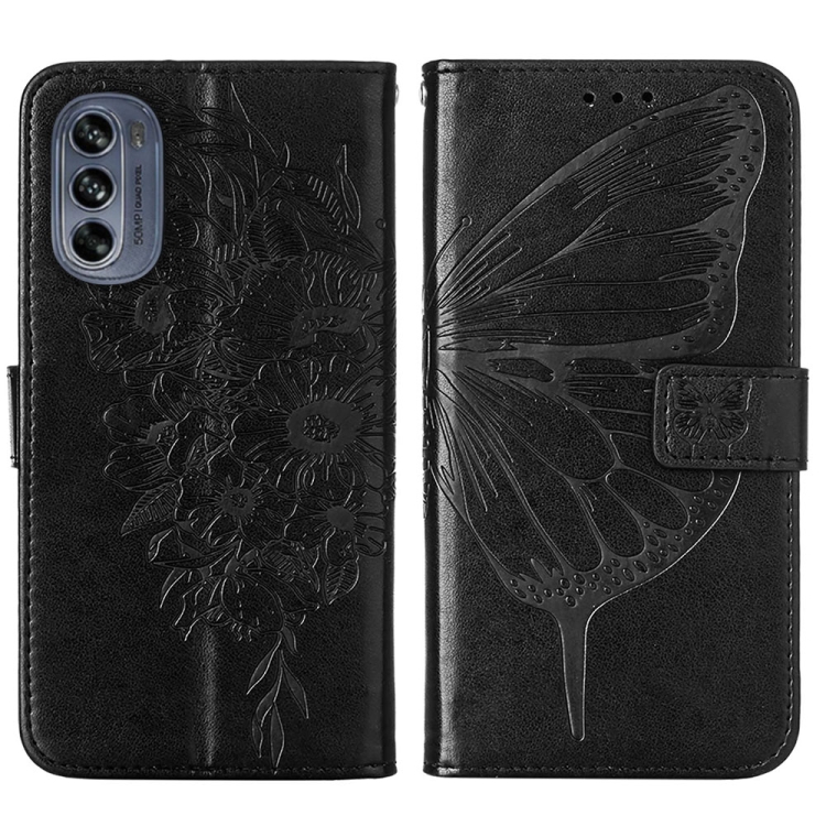  Motorola Moto G62 5G Fodral Med Fjäril Tryck Svart