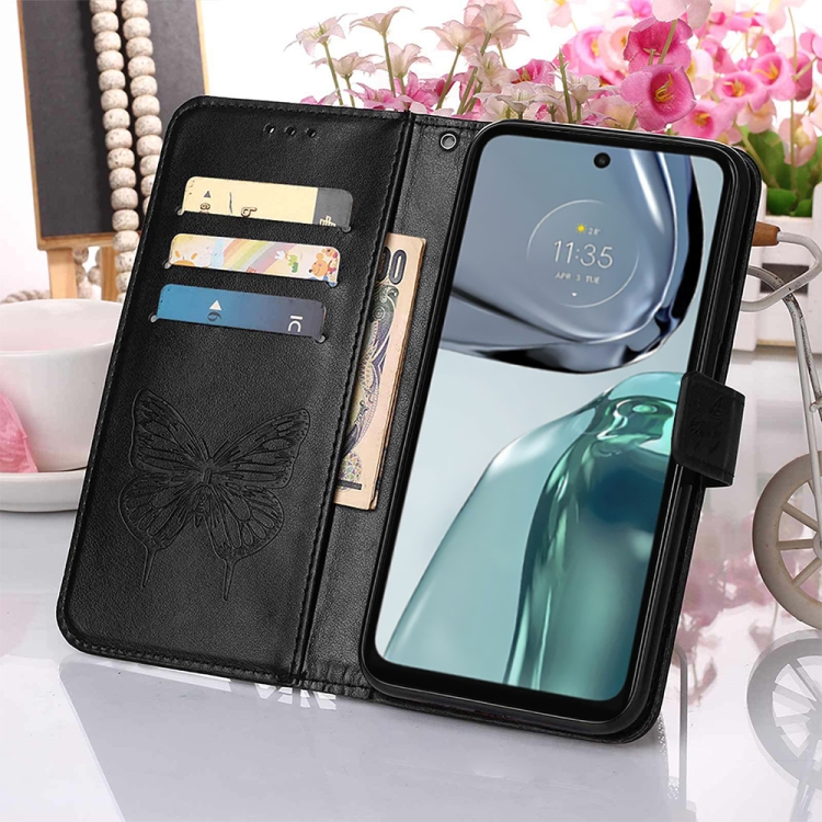  Motorola Moto G62 5G Fodral Med Fjäril Tryck Svart
