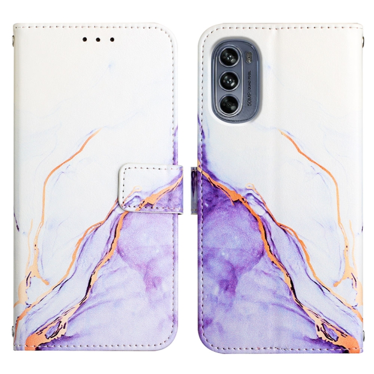  Motorola Moto G62 5G Fodral Marmor Vit/Lila