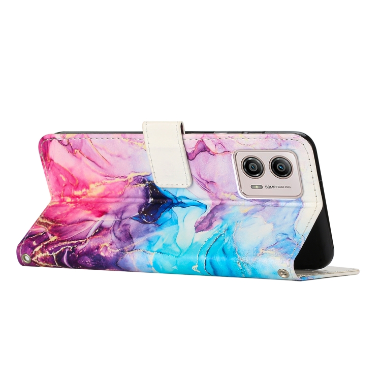  Motorola Moto G73 5G Fodral Marmor Rosa/Lila
