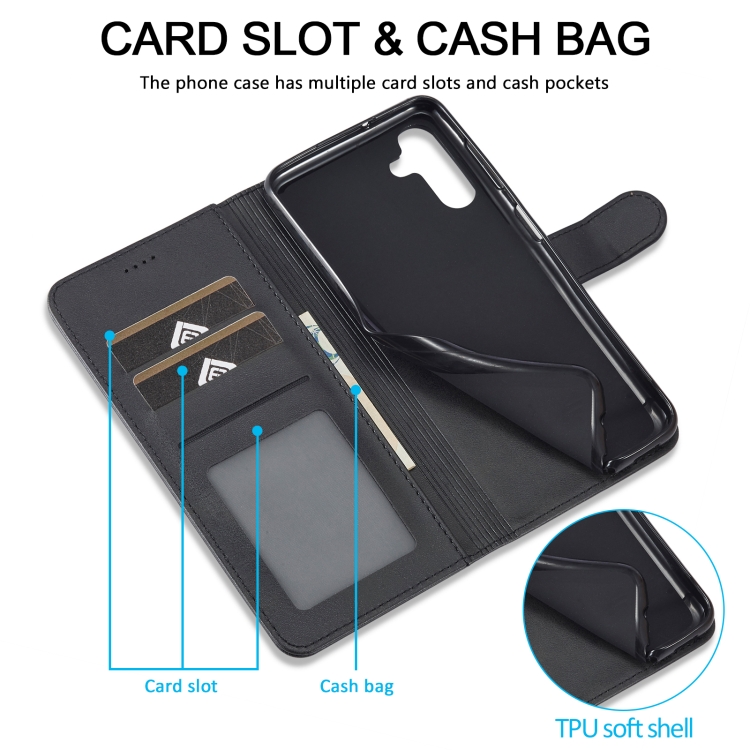 LC.IMEEKE LC.IMEEKE Samsung Galaxy A24 5G Fodral Läder Svart