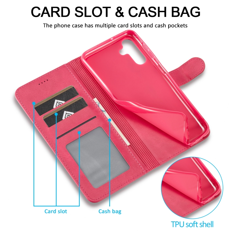 LC.IMEEKE LC.IMEEKE Samsung Galaxy A24 5G Fodral Läder Röd/Rosa