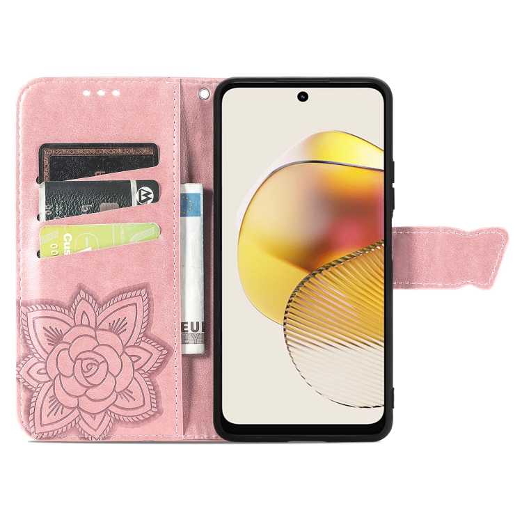  Motorola Moto G73 5G Fodral Butterfly Roséguld