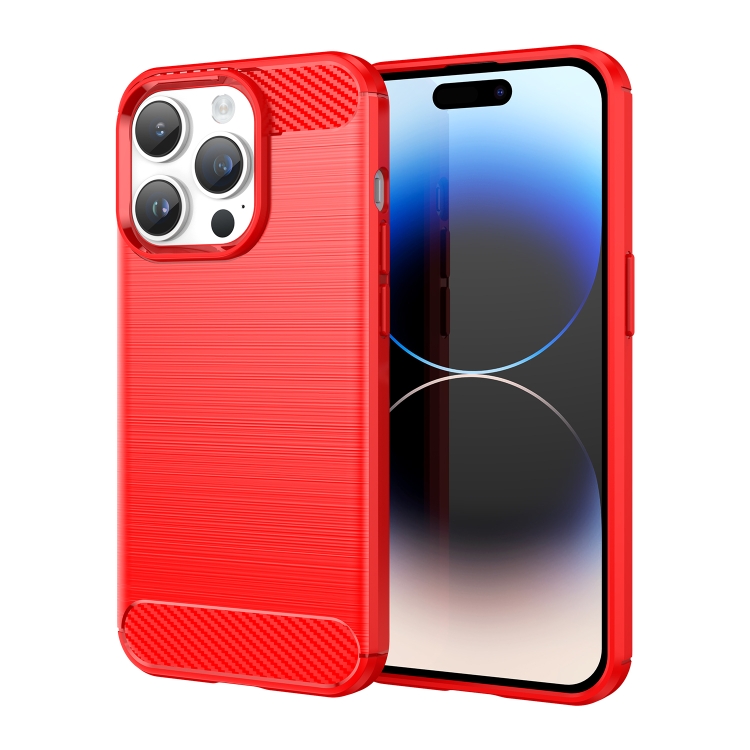  iPhone 15 Pro Max Skal Borstad Stål Textur Röd