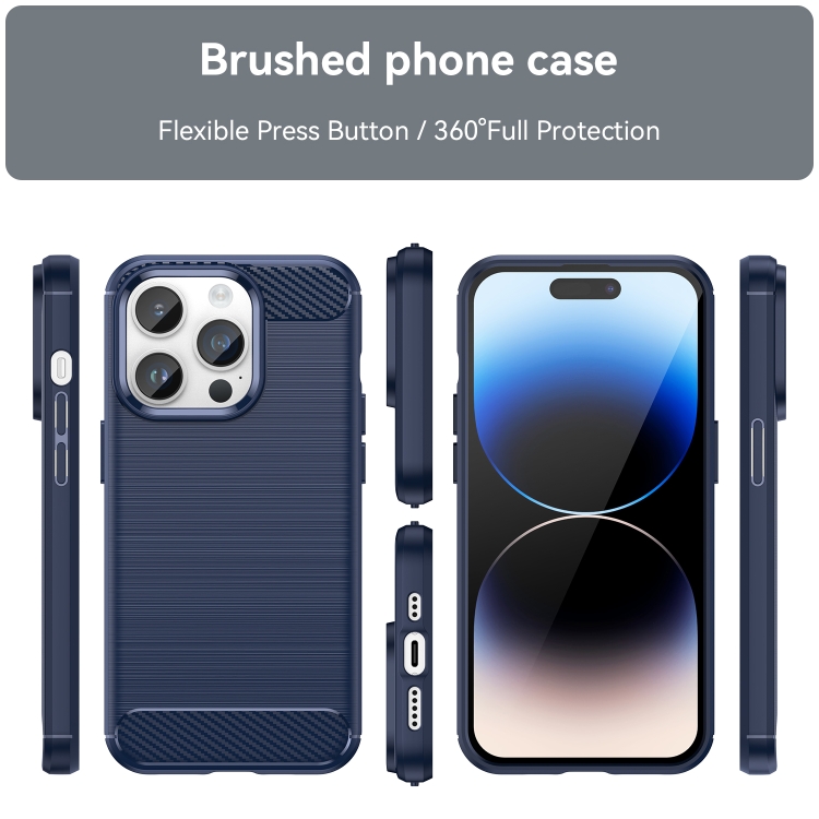  iPhone 15 Pro Max Skal Borstad Stål Textur Blå