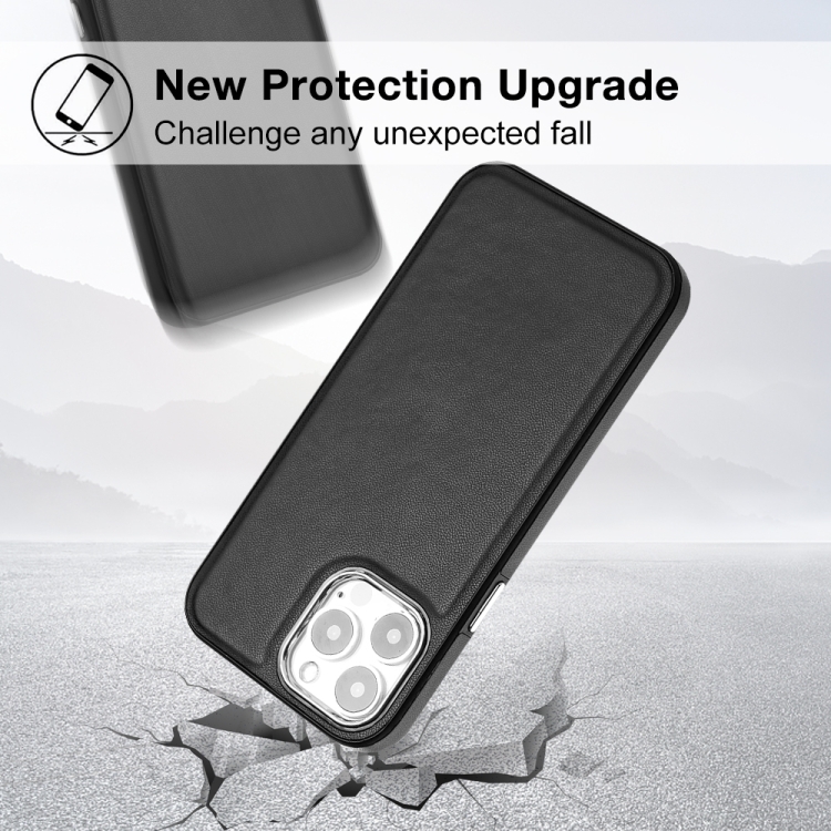  iPhone 15 Pro Max Skal Läder Belagt Svart