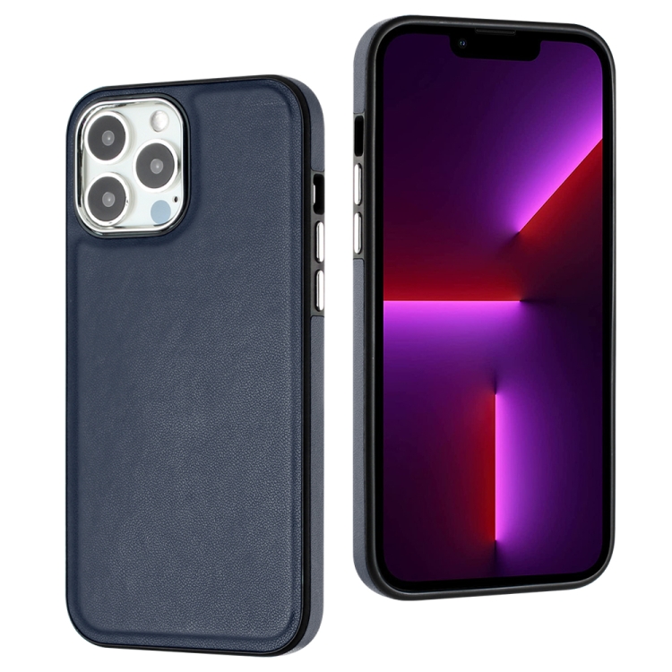  iPhone 15 Pro Max Skal Läder Belagt Blå