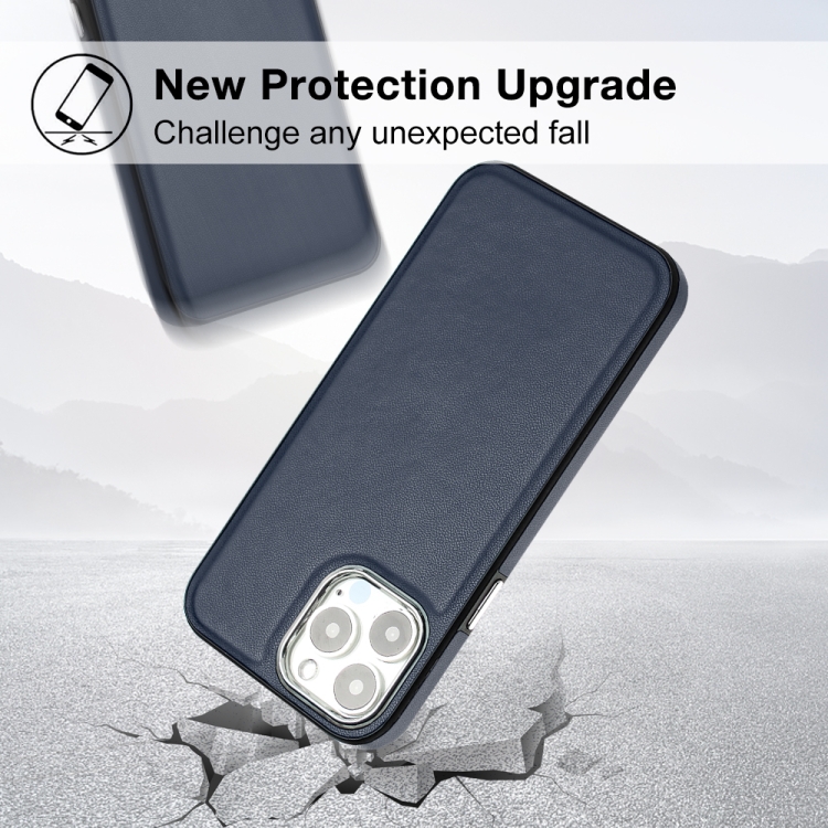  iPhone 15 Pro Max Skal Läder Belagt Blå