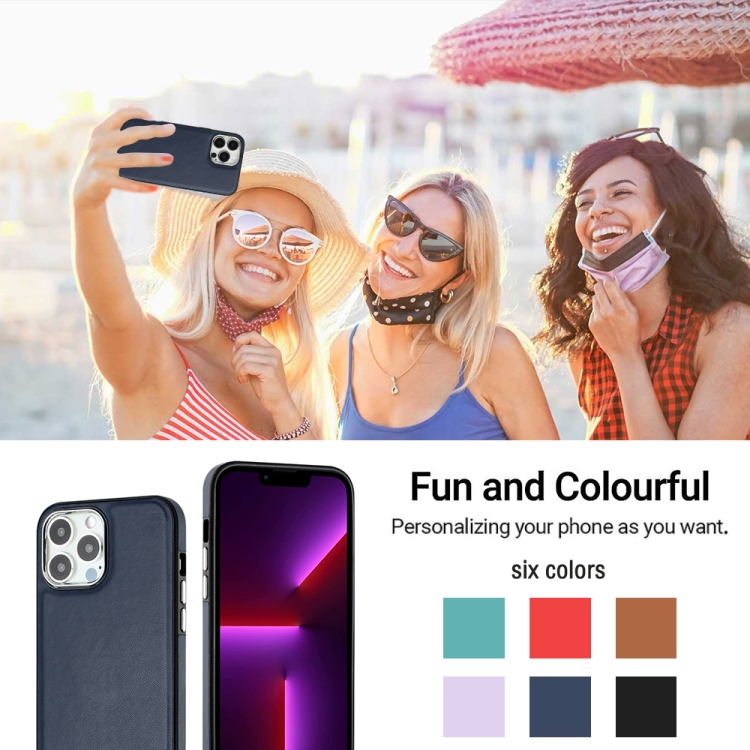  iPhone 15 Pro Max Skal Läder Belagt Blå