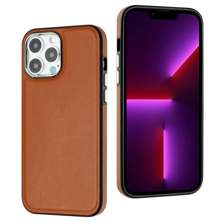  iPhone 15 Pro Max Skal Läder Belagt Brun
