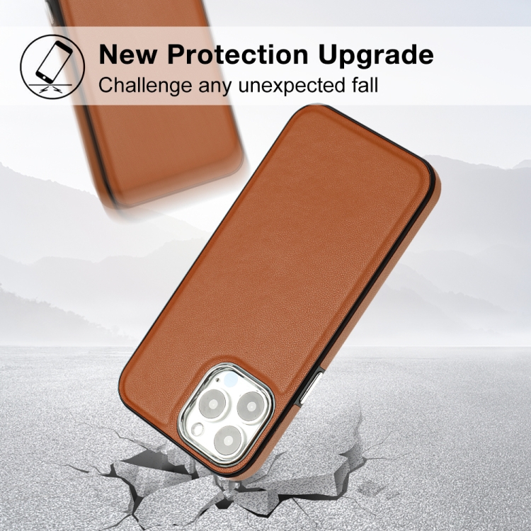  iPhone 15 Pro Max Skal Läder Belagt Brun