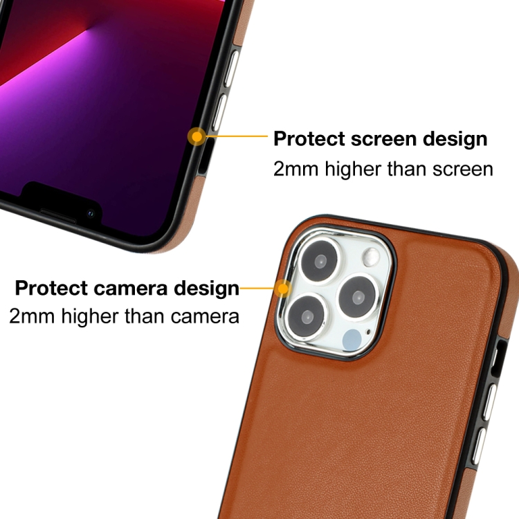  iPhone 15 Pro Max Skal Läder Belagt Brun