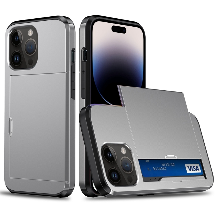  iPhone 15 Pro Max Skal Hybrid Kortfack Grå