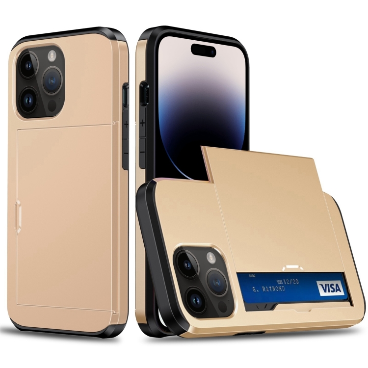  iPhone 15 Pro Max Skal Hybrid Kortfack Guld