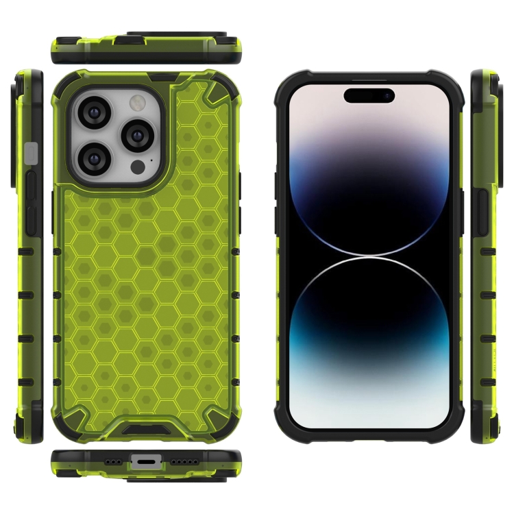  iPhone 15 Pro Max Skal Honeycomb Shockproof Grön