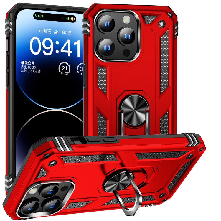  iPhone 15 Pro Max Skal Shockproof Armor Ring Röd