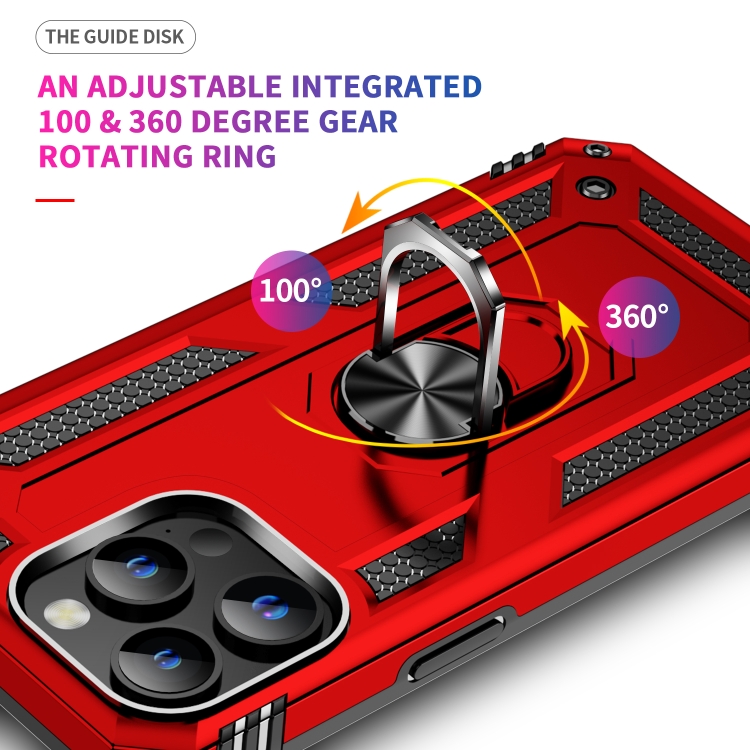  iPhone 15 Pro Max Skal Shockproof Armor Ring Röd