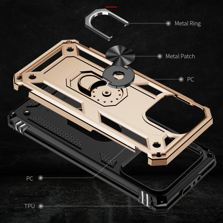  iPhone 15 Pro Max Skal Shockproof Armor Ring Guld