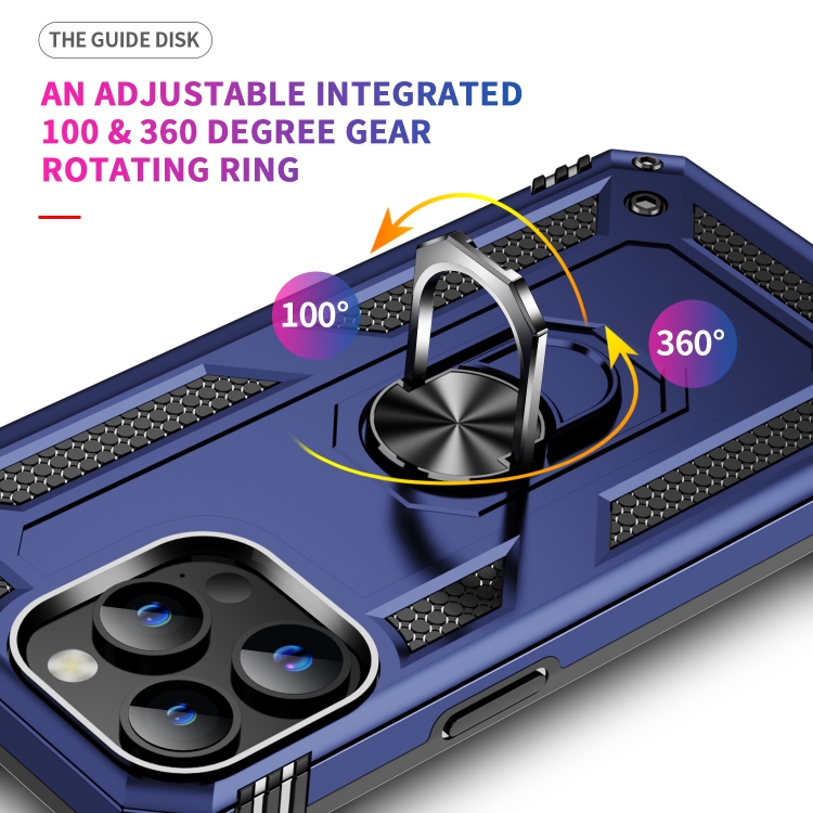  iPhone 15 Pro Max Skal Shockproof Armor Ring Blå