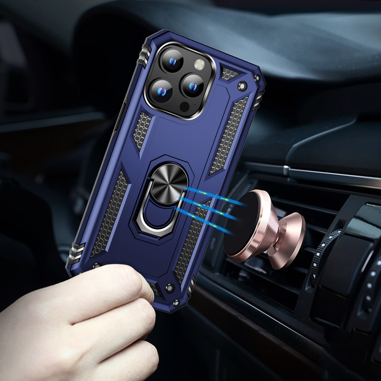 iPhone 15 Pro Max Skal Shockproof Armor Ring Blå