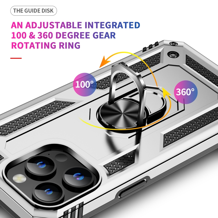  iPhone 15 Pro Max Skal Shockproof Armor Ring Silver