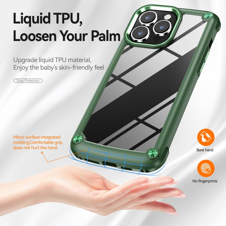  iPhone 15 Pro Max Skal Armor Shockproof Hybrid Grön