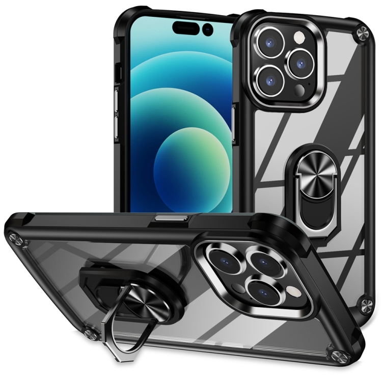  iPhone 15 Pro Max Skal Shockproof Ring Hybrid Svart
