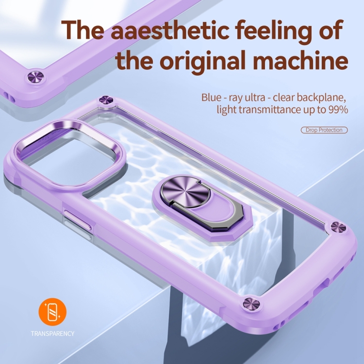  iPhone 15 Pro Max Skal Shockproof Ring Hybrid Lila