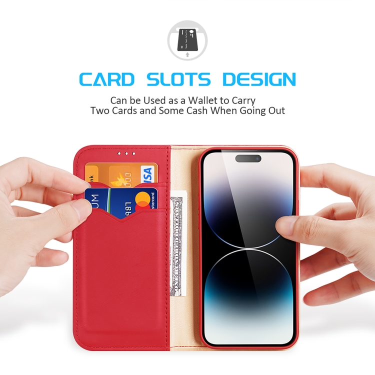 DUX DUCIS DUX DUCIS iPhone 15 Pro Max Fodral Hivo Äkta Läder Röd