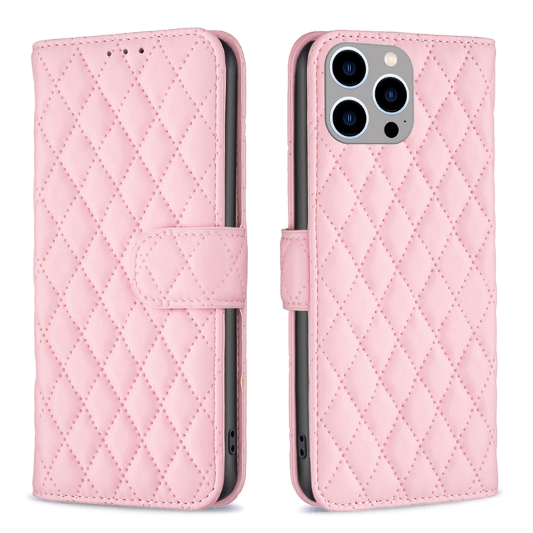  iPhone 15 Pro Max Fodral Diamond Läder Rosa