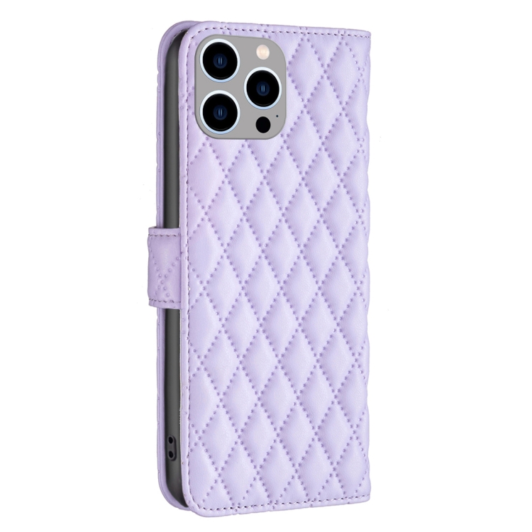  iPhone 15 Pro Max Fodral Diamond Läder Lila