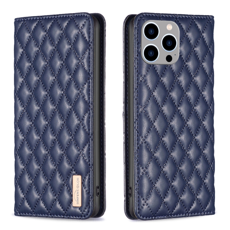 BINFEN BINFEN iPhone 15 Pro Max Fodral Diamond Flip Läder Blå