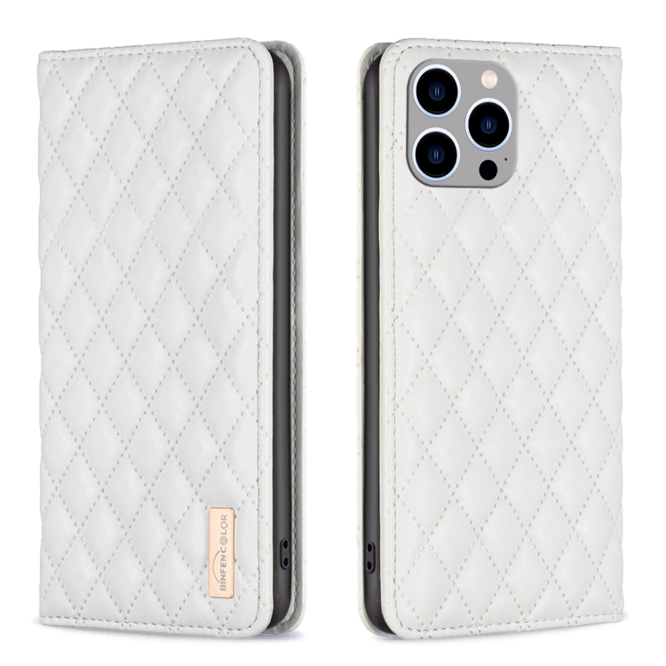 BINFEN BINFEN iPhone 15 Pro Max Fodral Diamond Flip Läder Vit