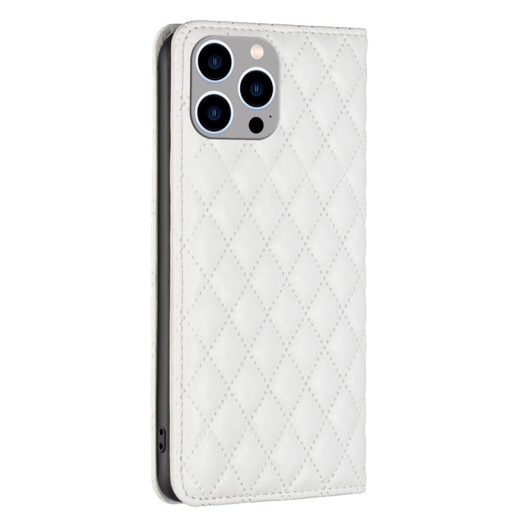 BINFEN BINFEN iPhone 15 Pro Max Fodral Diamond Flip Läder Vit