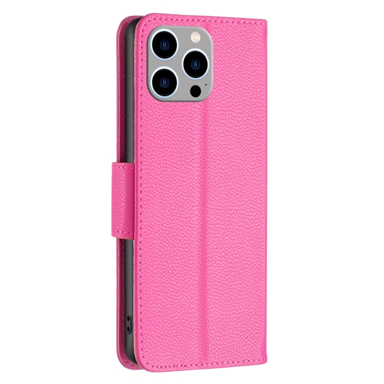  iPhone 15 Pro Max Fodral Litchi Shark Läder Rosa