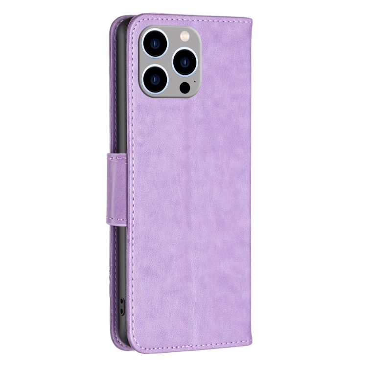  iPhone 15 Pro Max Fodral Med Fjäril Tryck Lila