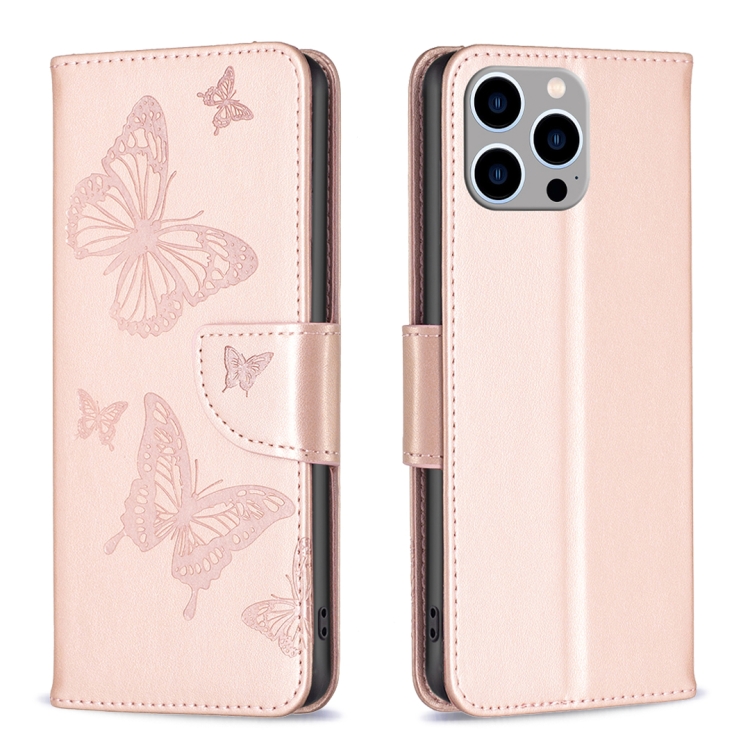  iPhone 15 Pro Max Fodral Med Fjäril Tryck Roséguld