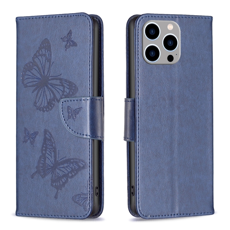  iPhone 15 Pro Max Fodral Med Fjäril Tryck Blå