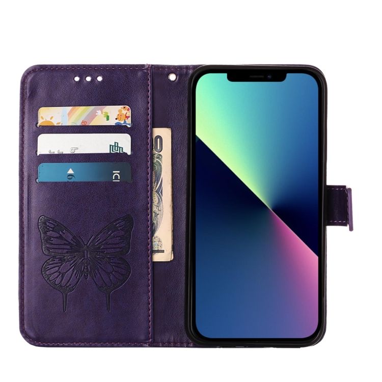  iPhone 15 Pro Max Fodral Fjäril Tryck Mörk Lila