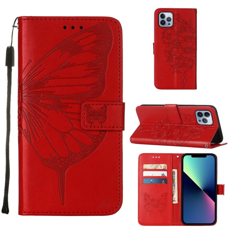  iPhone 15 Pro Max Fodral Fjäril Tryck Röd
