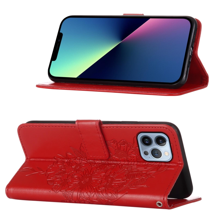  iPhone 15 Pro Max Fodral Fjäril Tryck Röd