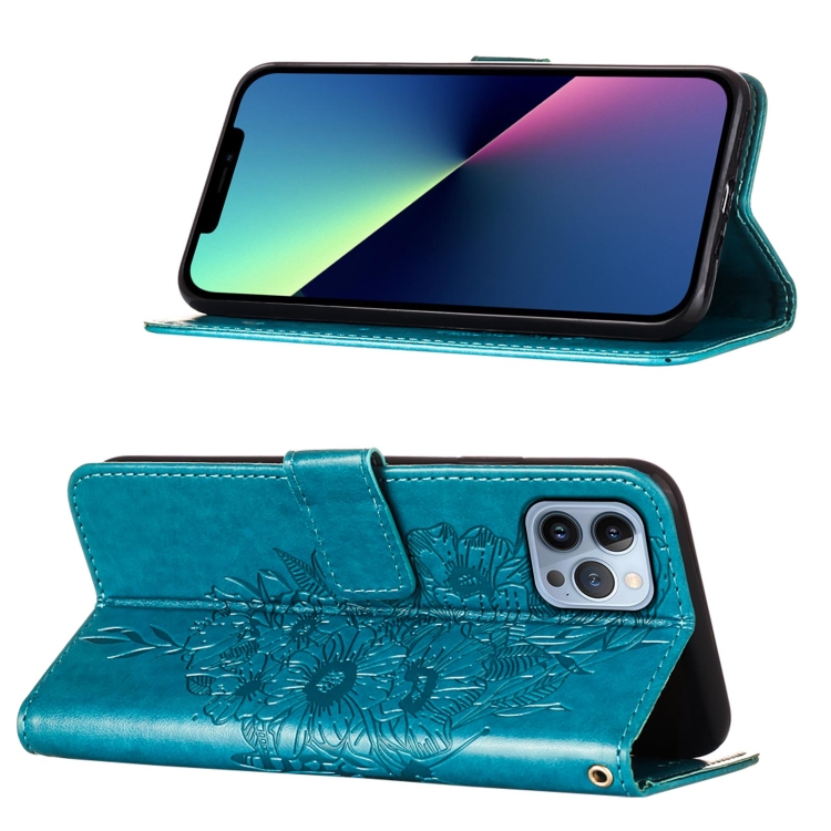  iPhone 15 Pro Max Fodral Fjäril Tryck Blå