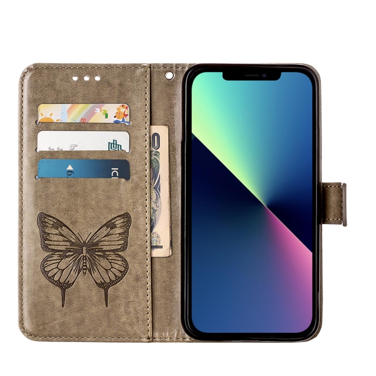  iPhone 15 Pro Max Fodral Fjäril Tryck Grå
